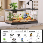 Kompaktne &Ouml;koloogiline 2025 Kuldkala Akvaarium Filtreerimise, Hapnikuga Varustamise, Kaane ja Alusega - Ideaalne V&auml;ikestesse Elutubadesse 49.5x21.5x21.2 cm