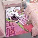 Kimetsu Akadeemia Mitsuri Kanroji Kunsti&otilde;pilase Teemaline Vaip Triibuline S&auml;rk Palett Pintsel Disain S&uuml;damekujulised Mustrid Anime Vaip T&uuml;drukute Tuba 120X160CM