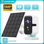 OKAM PRO V&auml;litingimuste P&auml;ikesekamera 5G WiFi HD 5MP 5000mAh Liikumisj&auml;lgimine Kahesuunaline Intercom V&auml;rviline &Ouml;&ouml;n&auml;gemine Traadita PTZ-kaamera solar camera