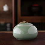 Keraamiline Little Tea Caddy Hiina igat liiki tee s&auml;ilituskarp Toorkeraamika kanister Puer tee jaoks kaasaegses stiilis trumpet10.5x7.5cm
