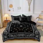 Paisley Mandala Must Tekikott Komplekt Boheemlaslik Stiil Kahekohaline T&auml;iskasvanutele Queen King Suurusega Voodipesu Komplekt Padjap&uuml;&uuml;rikud Magamistoa jaoks EU Twin(135x200cm)