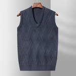 S&uuml;gis Meeste S&uuml;damekujulise kaelusega Varrukateta Kampsunvest Keskealiste ja Eakate Paks Jakardkampsun Meeste Kootud Vest 4XL