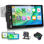 Hodozzy 1Din autostereo Traadita Carplay/Android Auto tugi Traadita, 7-tolline puuteekraan 1Din