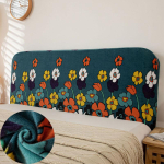 1 tk Sametine Pl&uuml;&uuml;sist Voodipeatsi Kate V&auml;rviline Elastne Voodipeatsi Kate Tr&uuml;kitud K&otilde;ik-&uuml;hes Voodi Seljatoe Kate Magamistuba L120cm H50-60cm black