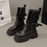 Mustad Martin saapad naistele 2025 uus s&uuml;gis &uuml;ksikud saapad retro Briti stiil paksude talladega k&otilde;rgendavad western cowboy l&uuml;hikesed saapad 35 must