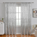 Tikitud Sequin L&auml;bipaistev Kardinapuu Kardinad Dekoratiivsed Kardinad 130*160cm（One Piece） h&otilde;be