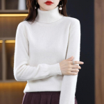 Naiste kampsun, 100% villane kilpkaelus MODERN UUS SAGA Kootud Pullover Talvedžemprid Naiste kootud topid pikkade varrukatega XL valge