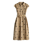 Prantsuse vintage stiilis rev&auml;&auml;riga t&auml;piline kleit naistele suvine uusim t&ouml;&ouml;le k&auml;imiseks polo kraega n&ouml;&ouml;riga kinnitatava v&ouml;&ouml;kohaga top seelik L beige