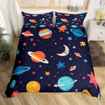 Kosmose Tekikate Komplekt Universum Galaktika Tekikate Sobib Lastele Poistele T&uuml;drukutele T&auml;he Kuu Voodipesu Komplekt Soe Tekikate EU Single(135*200cm)3pcs