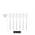 6 tk mini kahvlikomplekt puuviljakoogi suupiste jaoks roostevabast terasest tee puuviljakahvlite komplekt magustoidukahvli valge kullaga v&auml;ike salati kahvliga s&ouml;&ouml;gin&otilde;ud h&otilde;be