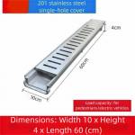 Vaikustikust valmistatud vihmaveerenn Raskeveokite &Uuml;herealine Rest Valmis drenaažikraav U-kujuline soon Roostevabast terasest kate Lineaarne &auml;ravool