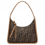 Fendi Fendessence Metallist Logo T&otilde;mblukuga Sulgemine Jacquard FF Muster Poolkuu Kujuline Kott Naiste K&auml;ekotid Pruun 8BS094ALP3F1AOE Basic Set (Bag+Dust Bag)
