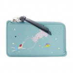 Loewe X Suna Fujita Koost&ouml;&ouml; Kalmaari Muster Kristallkaunistus Napa Vasikanahast Rahakott Naiste rahakott Vee-Sinine C643Z40X77-4412 Gift Set(Basic Set+Box+Shopping Bag)