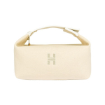 Hermes Bride-A-Brac T&auml;ht H Tikitud Kangas Reisi Puuvillane Ladustamine Tualett-kott V&auml;ike Naiste tualett-kott Valge H103222M-01 01 Blanc Pure White