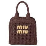 Miu Miu T&auml;hekujuline Logo Heegeldatud Reguleeritava &Otilde;larihmaga Rotangist Kandekott Ostukott Naiste Kandekott Kastanipruun 5BA283_ADO1_F0966_V_OOO Basic Set (Bag+Dust Bag)