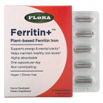 Flora, Ferritin+, Taimne Ferritiinraud, Aeglustatud vabanemisega, 30 k&ouml;&ouml;giviljakapslit