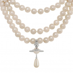Vivienne Westwood Kolmerealine P&auml;rlripatsiga Choker Naiste kaelakee Messing 6303000902P128P128 Box