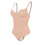 Naiste &otilde;mblusteta stringid vormivad riided Tummy Control Waist Trainer Body Sculpting Shaper N&auml;htamatu salendav aluspesu polsterdatud rinnahoidjaga L beež