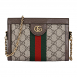 Gucci Ophidia Vintage Lilleline Logo Triibuline Webbing Kettkott &Uuml;mbrikukott Sidurikott L&otilde;uendi Patchwork Nahast Messengeri kott Mini Naiste Eebenipuu/Pruun Basic+Dust Bag eebenmust/pruun