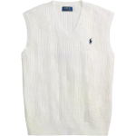 Polo Ralph Lauren S&uuml;gis/Talv 25 Tikitud Hobuse Logo Muster &Uuml;hev&auml;rviline Soonikuga Kootud Puuvillane V-kaelusega Varrukateta Pullover Vest Standardne L&otilde;ige Meeste pealisr&otilde;ivad 710B13895-001 M white