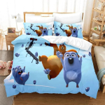 3D-prindiga Grizzy ja Lemmings voodipesukomplekt King Queen Twin suuruses tekikott tekk tekk padjap&uuml;&uuml;r poistele t&uuml;drukutele 70x133cm 2pcs