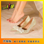 Premium peokleit pulmakingad naiste stilettod 2025 s&uuml;gis uus kristall Prantsuse k&otilde;rged kontsad kleit kihlus ei v&auml;si 34