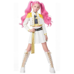 K-Pop Rumi Hunters Cosplay Kost&uuml;&uuml;m T&uuml;drukule Halloweeni Kuradi Must Valge Vest Mantel ja L&uuml;hikesed P&uuml;ksid Kolmeosaline Komplekt Kost&uuml;meerimine 160CM white