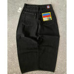 RogueWave Ameerika Vintage Pesitud ja Kulutatud Teksap&uuml;ksid High Street Vabaaja Jaapani Naiste P&uuml;ksid Y2k L&otilde;tv Sirge L&otilde;ikega Kitsas ja Mitmek&uuml;lgne XXL must