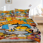 3 tk Garfield, Koomiksi voodipesukomplekt: T&auml;iuslik magamistoa v&otilde;i k&uuml;lalistetoa jaoks. Pehme ja mugav, ilma s&uuml;damikuta yy251009202 135x200cm