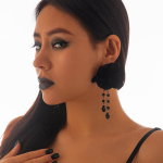 SHIXIN gooti vintage suured mustad lillega tilkuvad k&otilde;rvar&otilde;ngad naistele punk veetilkade tutiga k&otilde;rvar&otilde;ngad Halloweeni k&otilde;rvakaunistus Black must