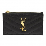Saint Laurent Ysl Cassandre Kuldne Logo T&otilde;mblukk Teraline Reljeefne Tepitud Nahast Kaardihoidja M&uuml;ndikott Naiste Rahakott Must 607915-BOW01-1000 Box(Basic Set+Box)