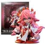 16CM Anime M&auml;ng Genshin Yae Miko Kuju Q versioon armas mudel m&auml;nguasi kingitus kollektsioon Action Figure PVC Nukk With box pink
