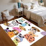 Pestav libisemiskindel vaip Koerte kollaaž Uksematt Vastupidav p&otilde;randamatt lemmikloomas&otilde;pradele Pehmed vaibad magamistuppa Kodu kaunistus Alfombra Kingitus 80X120CM white