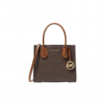 MICHAEL KORS k&auml;ekott Mercer klassikaline presb&uuml;oopiline v&auml;rvikombinatsioon t&ouml;&ouml;le vabaaja akordionikott &otilde;lakott crossbody kott kunstnahast keskmine pruun