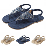 2026 Naiste Suvised Sandaalid Vabaaja Boheemlaslik Elegantne Varbavahega Lamedad Kingad Mugavad Slip-On Elastsed Pahkluurihmad Rannasandaalid Naistele 35 beež