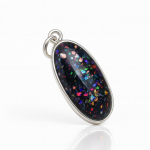 19.70 karaati naturaalne must opaal sertifitseeritud 925 sterlingh&otilde;bedast ovaalse kujuga ripats 12.7 mm Approx. mitmev&auml;rviline