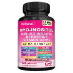 Didacat M&Uuml;O-inositool ja D-kiro-inositool koos berberiiniga, 16 &uuml;hes, eriti tugev, 120 kapslit, toidulisand 120PCS pink