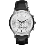 Emporio Armani AR2432 Meeste H&otilde;bedase sihverplaadiga kronograafkell 43mm must