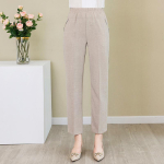 Suvised puuvillased linased p&uuml;ksid Naiste elastne v&ouml;&ouml;koht Classic Plus Size k&otilde;rge v&ouml;&ouml;kohaga p&uuml;ksid L tumehall v&auml;rv