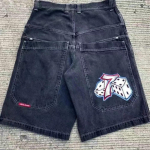 ZYLLO Ameerika Retro Kaldu K&uuml;ljetaskuga Denim L&uuml;hikesed P&uuml;ksid Suvi Y2k Trendikad L&otilde;dvad T&auml;navahip-hop Korvpalli Denim L&uuml;hikesed P&uuml;ksid L gray