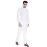 Jagav Meeste Lihtne Puuvilla-Lina Segu Kitsa L&otilde;ikega Kurta Pyjama Komplekt (Dkrt7 Valge) XL valge