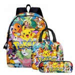 3 tk Pikachu seljakott, l&otilde;unakarbi ja pliiatsikarbi komplekt lastele, &otilde;pilase kott