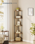 SONGMICS HOME Superkiire kokkupanek ilma t&ouml;&ouml;riistadeta, 5-korruseline nurgariiul, Nurgariiul, Nurgahoidik, 38,3 x 27 x 139 cm, Elutuba, Magamistuba pruun