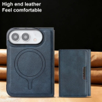 2-in-1 Nahast Rahakott &Uuml;mbris Apple iPhone Ultra 18 Fold jaoks Magsafe'i jaoks Magnetiline Kaardipesa Hoidik Jalg Telefonikate iPhone Ultra sinine