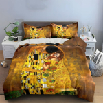 3 tk Klassikaline &otilde;limaal Suudlus tekikottide komplekt Vintage kuldne kunstist voodipesu sisaldab 1 tekikotti ja 2 padjap&uuml;&uuml;ri Kingitus EU Single 135*200cm/53x79in 3pcs black