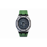 CASIO Meeste vedelkristall/analoog kahekordse n&auml;iduga seeria 44mm must k&auml;ekell GA-2100-1A1(Vaata 3--) Black Steel Green gray