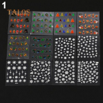 12 lehte j&otilde;ulud lumehelbe t&otilde;mblukuga 3D kleebised k&uuml;&uuml;nte kunsti n&auml;pun&auml;iteid kleebised DIY manik&uuml;&uuml;r k&uuml;&uuml;nehooldus one size