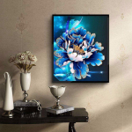 Teemantmaal Sinililled Mosaiik Teemantkivist tikandid Ristpistes Kodukaunistus 20X30CM