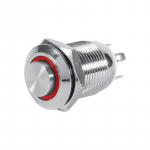 12 mm LED veekindel metallist hetkeline nuppl&uuml;liti k&otilde;rge loputusega 4 kontaktiga 1 NO punane