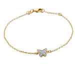 Les Tr&eacute;sors De Lily [K3862] &ndash; valge kullaga &bdquo;Butterfly&rdquo; kullatud k&auml;ev&otilde;ru &ndash; 8x7 mm kuld